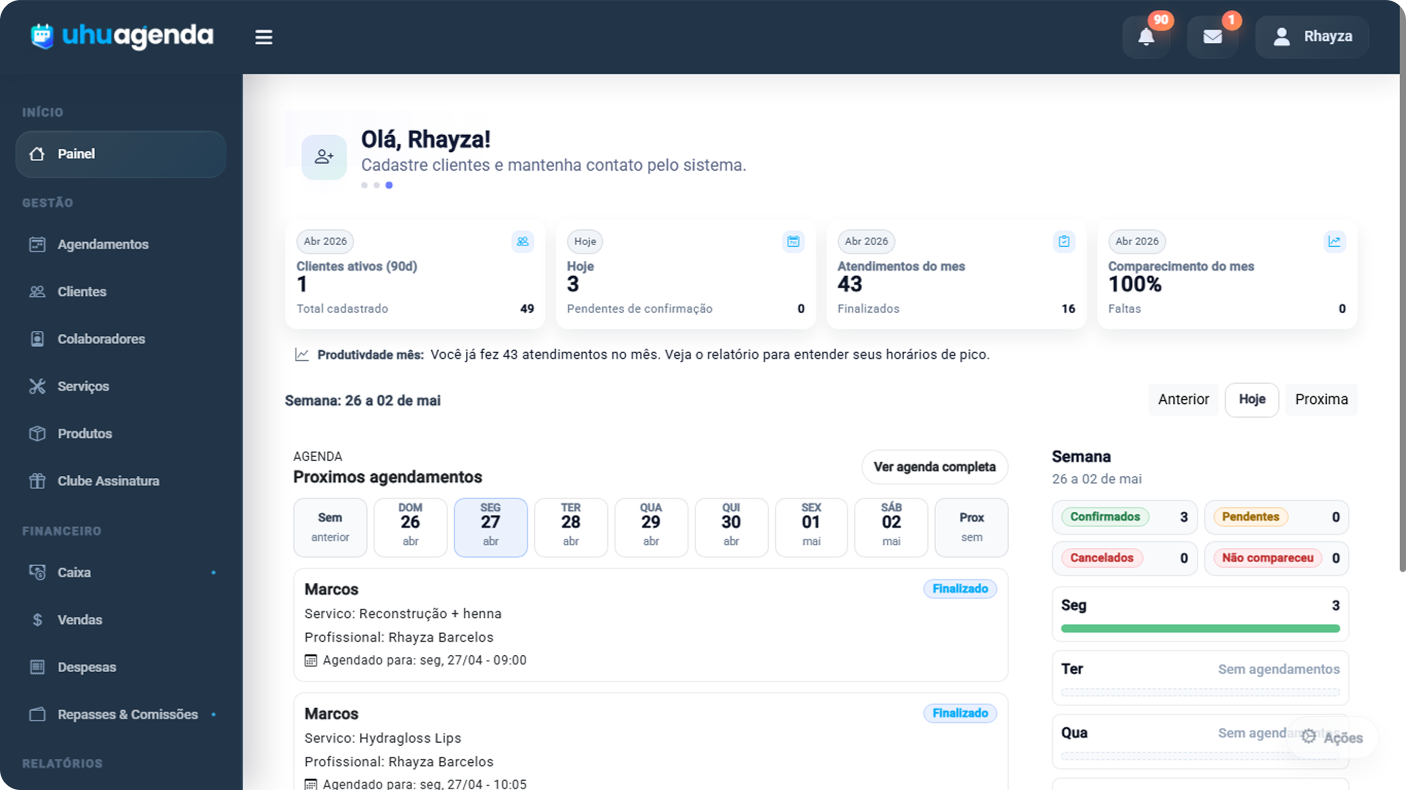 Imagem da Landing page da UhuAgenda