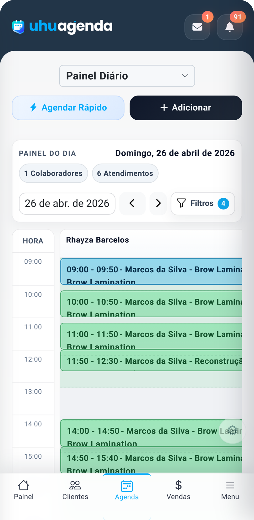 Mock do app UhuAgenda em smartphone
